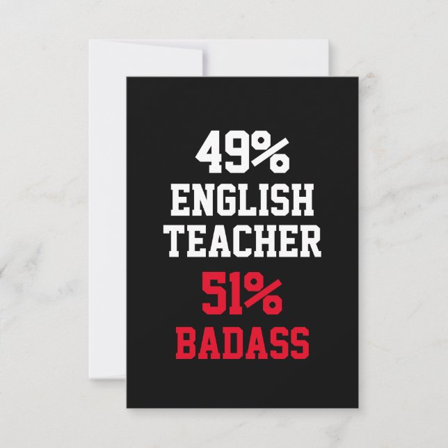 English Teacher Badass Card (Front)