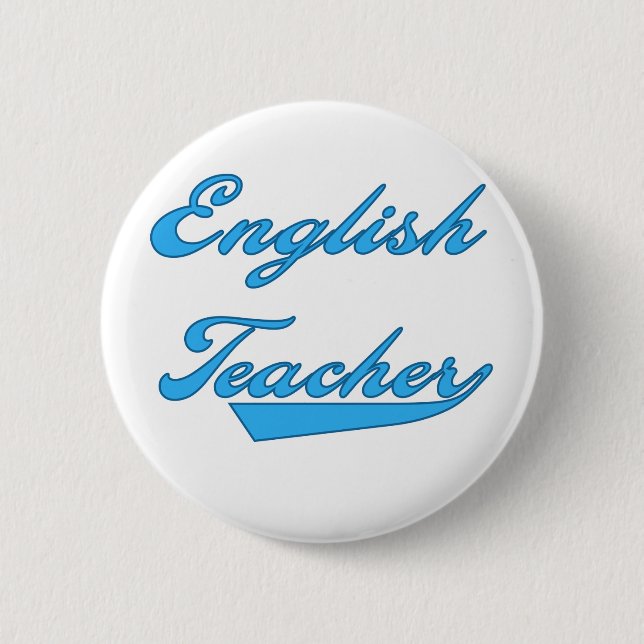 English Teacher Blue Pinback Button (Front)