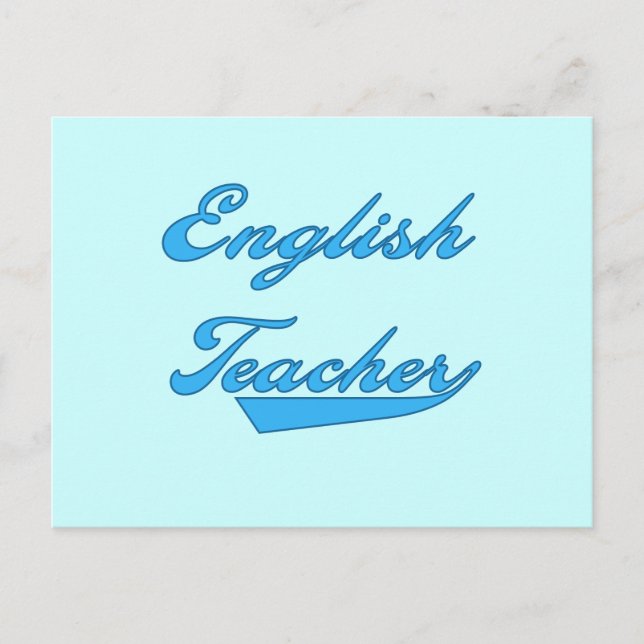 English Teacher Blue Text T-shirts and Gifts Postcard (Front)