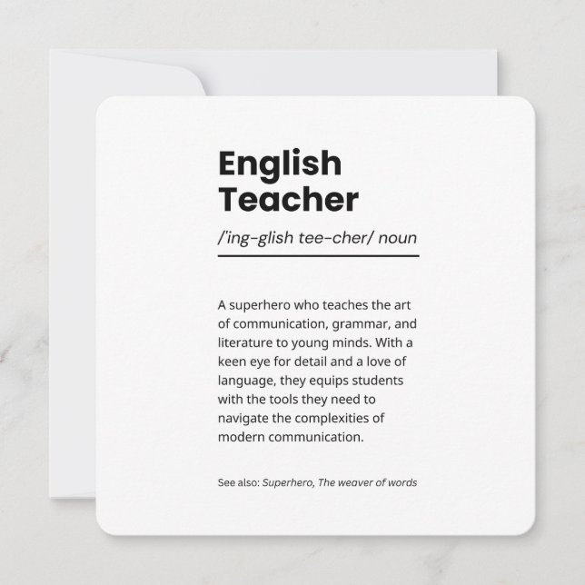 English Teacher Definition Print Appreciation Gift (Front)