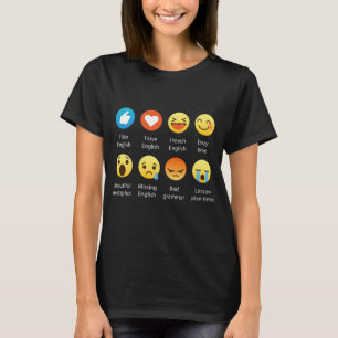 English Teacher Emojis Emoticons Funny Graphic Tee