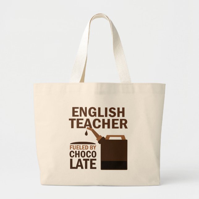 English Teacher (Funny) Chocolate Large Tote Bag (Front)