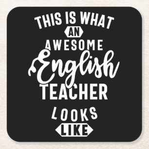 English teacher, Funny english teacher Square Paper Coaster