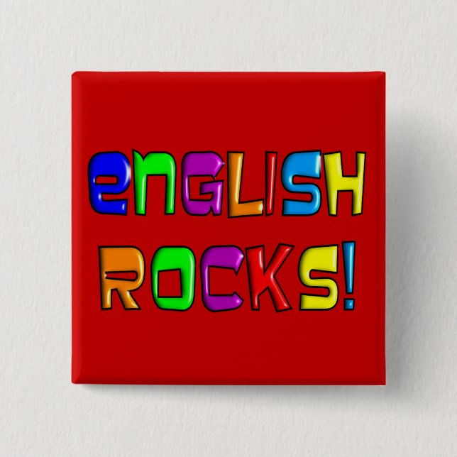 English Teacher Gifts "English Rocks!" Button (Front)