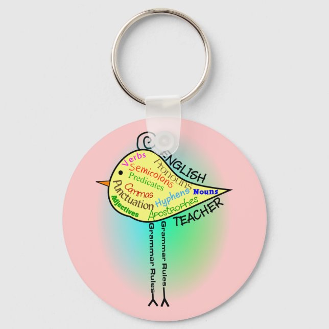 English Teacher "Grammar Bird" Gifts Keychain (Front)