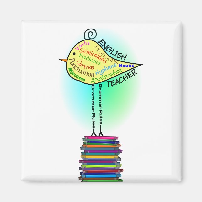 English Teacher "Grammar Bird" Gifts Magnet (Front)