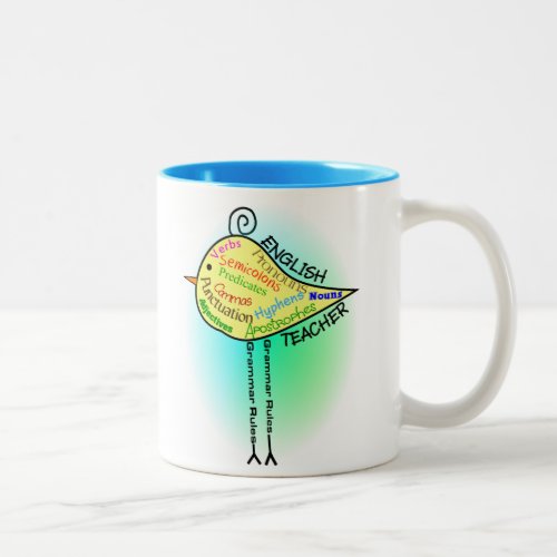 English Teacher Grammar Bird Gifts Two_Tone Coffee Mug