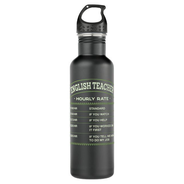 English Teacher Hourly Rate Language Instructor La Stainless Steel Water Bottle (Front)