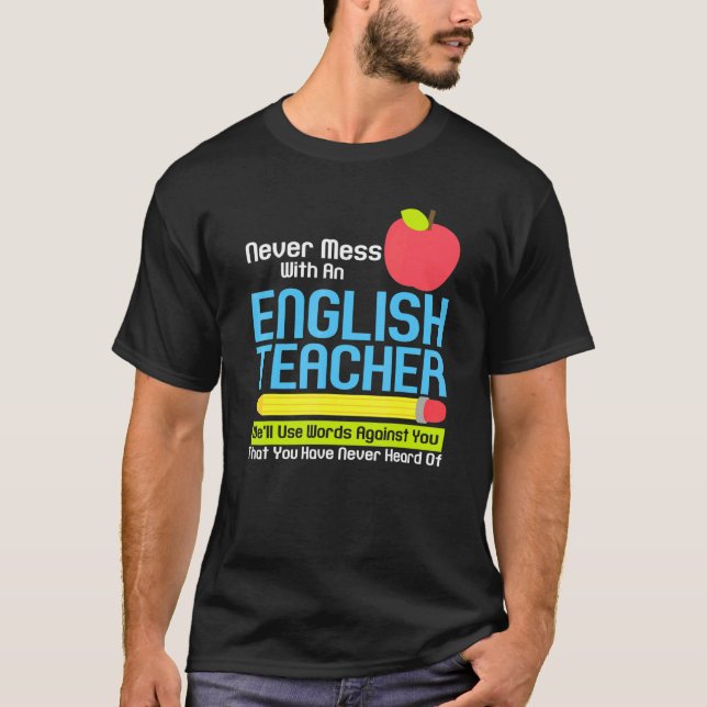 English Teacher Humor Reading Books Vocabulary Gra T-Shirt (Front)