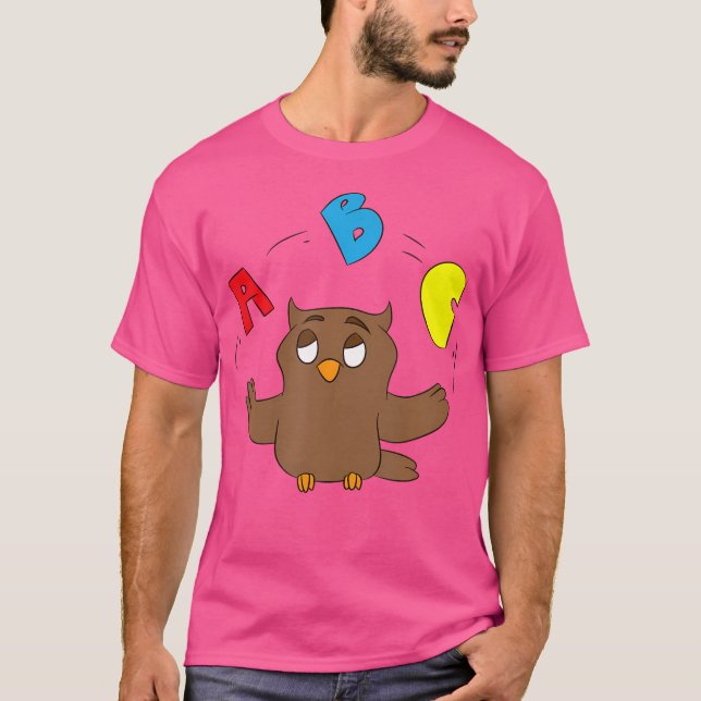 English Teacher Juggling Design Owl Teacher T-Shirt (Front)