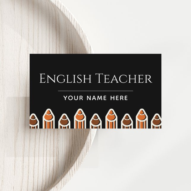 English Teacher Language Instructor Professional  Business Card (Creator Uploaded)