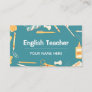 English Teacher School Things Pattern Home Tutor Business Card
