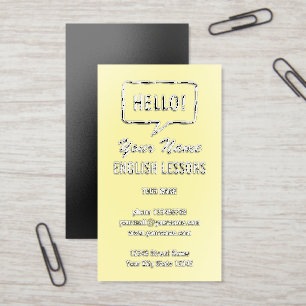 English teacher tutor lessons unique raised spot UV business card