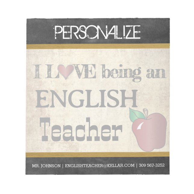 English Teacher | Vintage Style Notepad (Front)