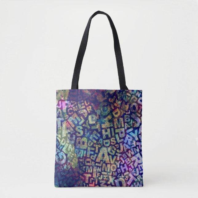 English Teacher Writer Alphabet Letters Tote Bag (Front)