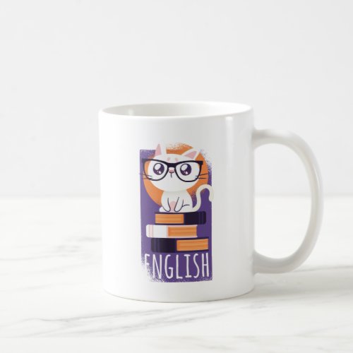 ENGLISH TEACHERS Gift _ Cute Kawaii Cat Purple Coffee Mug