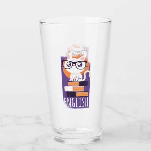ENGLISH TEACHERS Gift _ Cute Kawaii Cat Purple Glass
