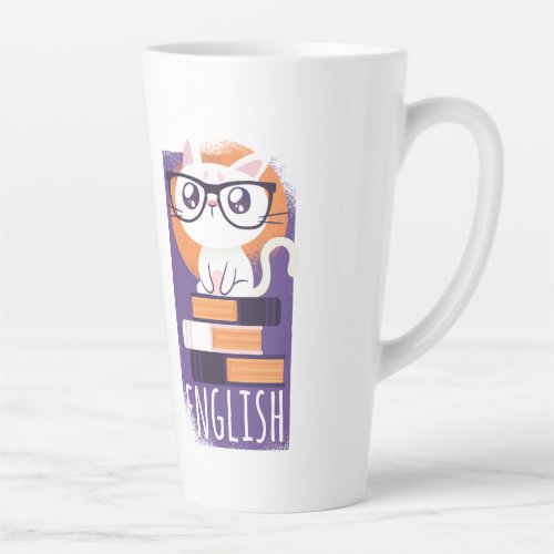 ENGLISH TEACHERS Gift _ Cute Kawaii Cat Purple Latte Mug