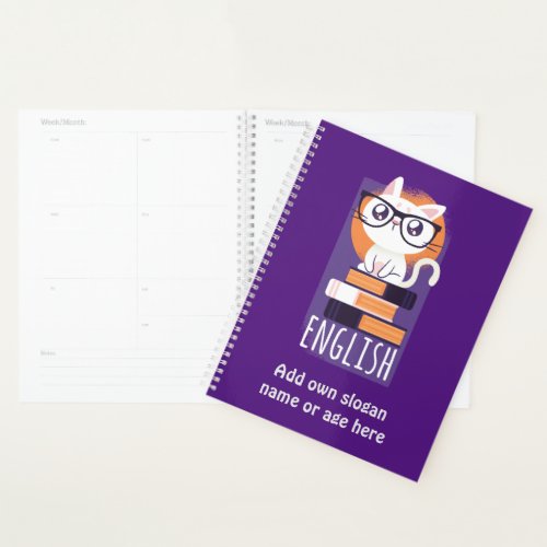 ENGLISH TEACHERS Gift _ Cute Kawaii Cat Purple Planner