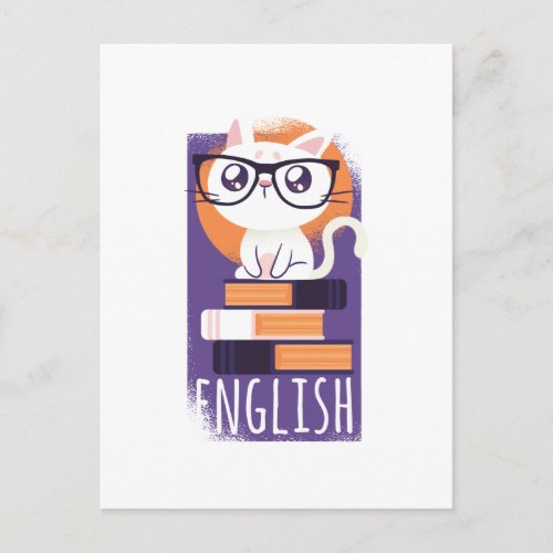 ENGLISH TEACHERS Gift _ Cute Kawaii Cat Purple Postcard