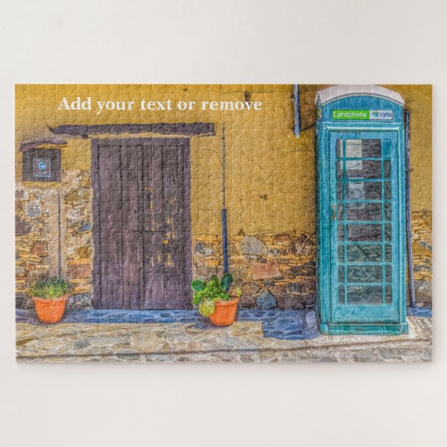 English telephone box painted blue, Cyprus, Jigsaw Puzzle (Horizontal)