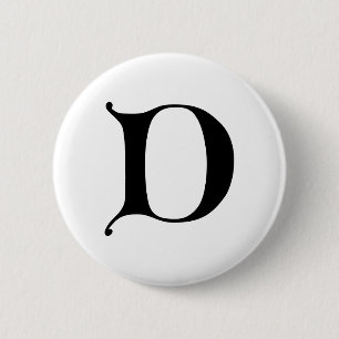 English text Gothic Monogram letter D Pinback Button