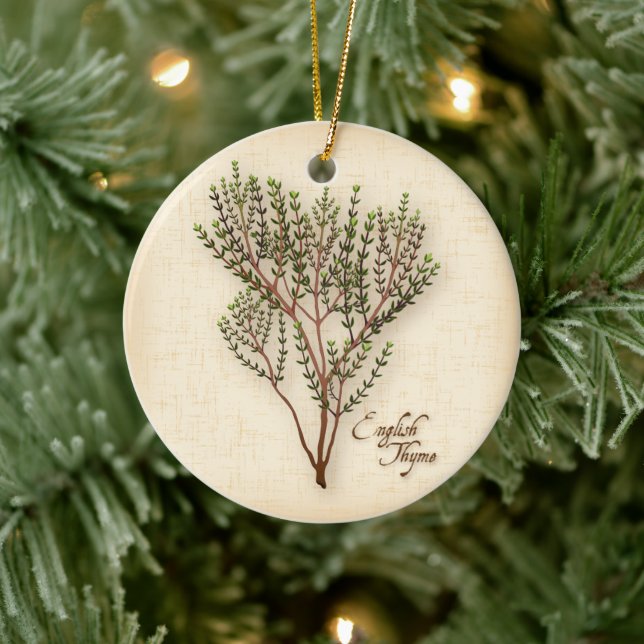 English Thyme Herb Ceramic Ornament (Tree)