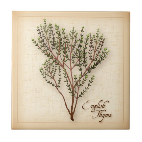 English Thyme Herb Ceramic Tile