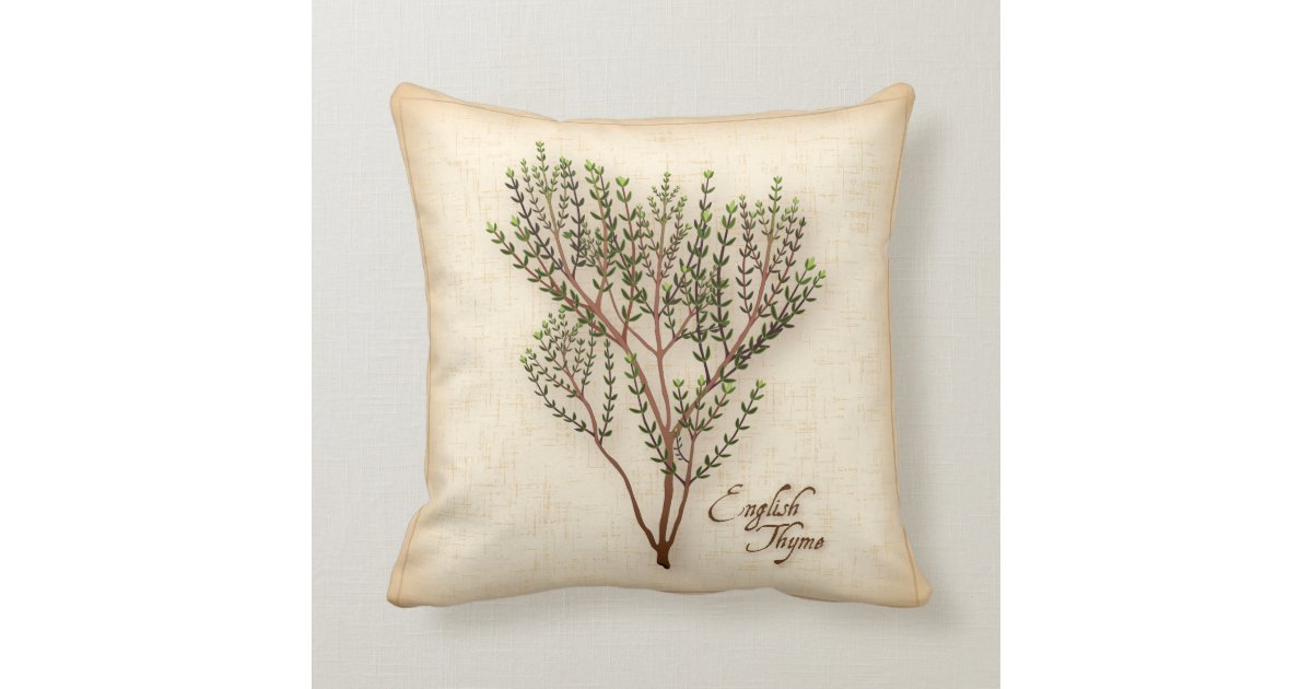 English Thyme Herb Throw Pillow