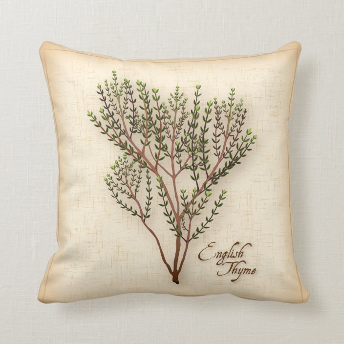 English Thyme Herb Throw Pillow