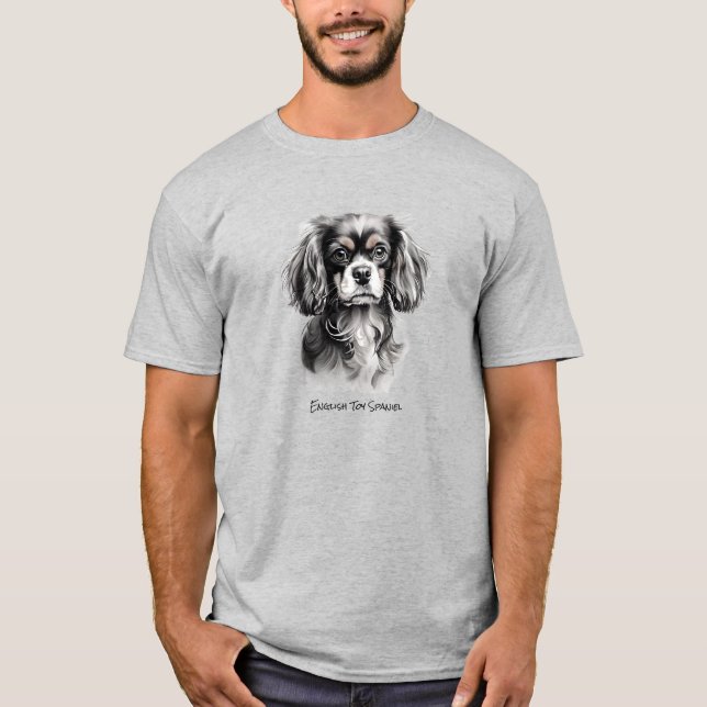 English Toy Spaniel Black and White Silhouette T-Shirt (Front)