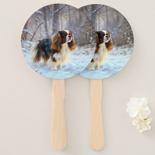 English Toy Spaniel Let It Snow Christmas  Hand Fan