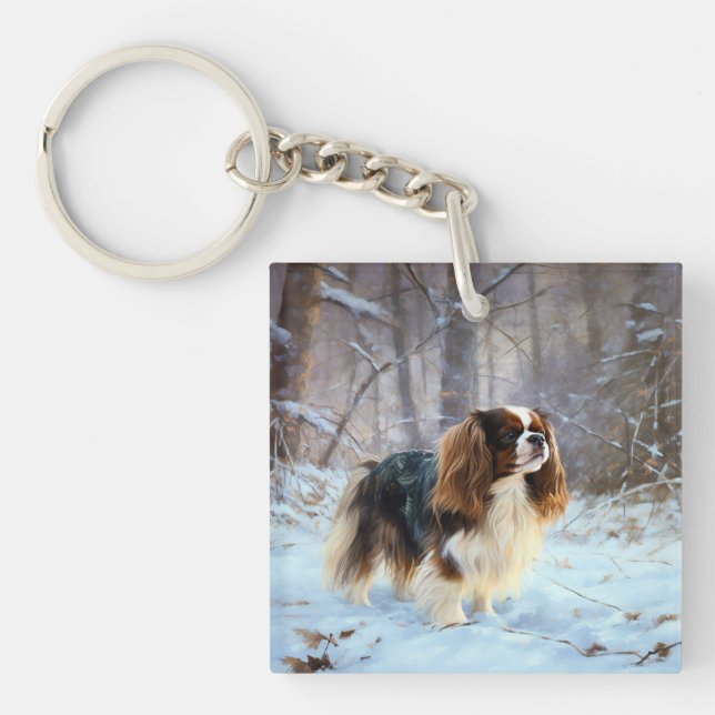 English Toy Spaniel Let It Snow Christmas  Keychain (Front)