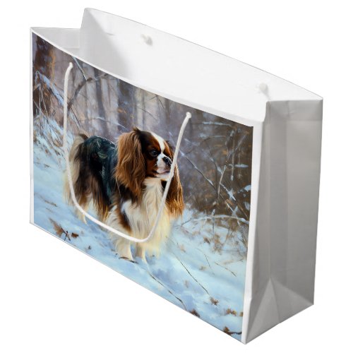 English Toy Spaniel Let It Snow Christmas  Large Gift Bag
