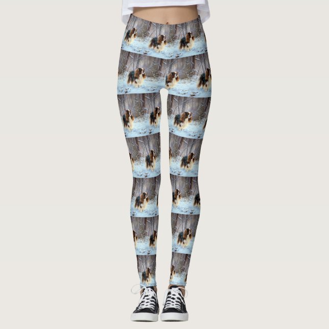 English Toy Spaniel Let It Snow Christmas  Leggings (Front)