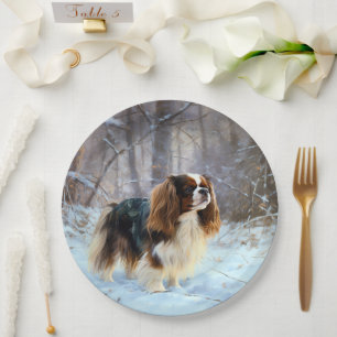 English Toy Spaniel Let It Snow Christmas  Paper Plates