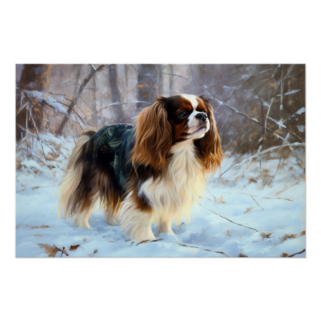 English Toy Spaniel Let It Snow Christmas  Poster (Front)