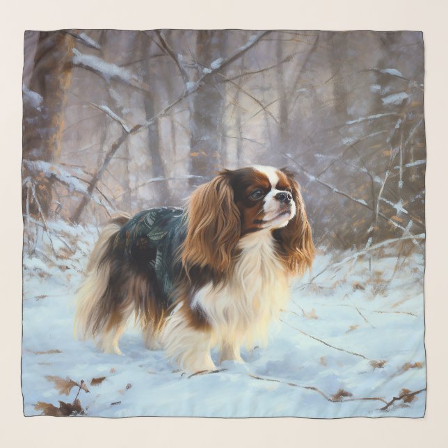 English Toy Spaniel Let It Snow Christmas  Scarf (Front)