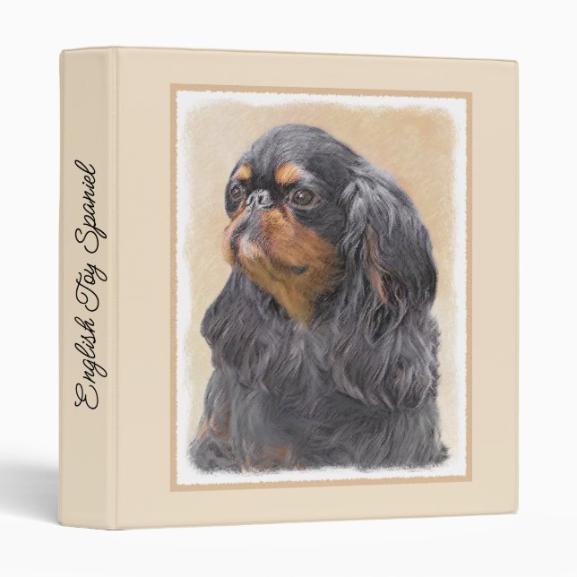 English Toy Spaniel Painting Original Animal Art 3 Ring Binder (Front/Spine)