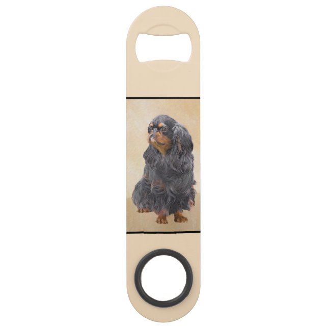 English Toy Spaniel Painting Original Animal Art Bar Key (Front)