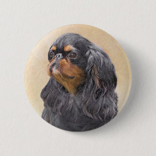 English Toy Spaniel Painting Original Animal Art Button