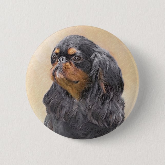 English Toy Spaniel Painting Original Animal Art Button (Front)