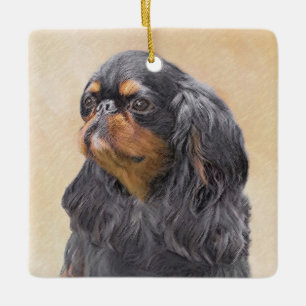 English Toy Spaniel Painting Original Animal Art Ceramic Ornament