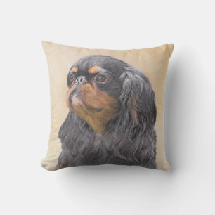English Toy Spaniel Painting Original Animal Art Outdoor Pillow