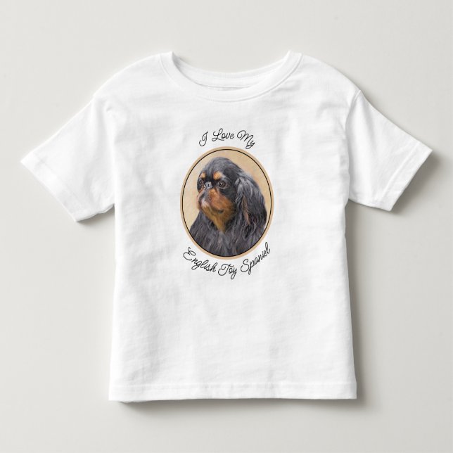 English Toy Spaniel Painting Original Animal Art Toddler T-shirt (Front)