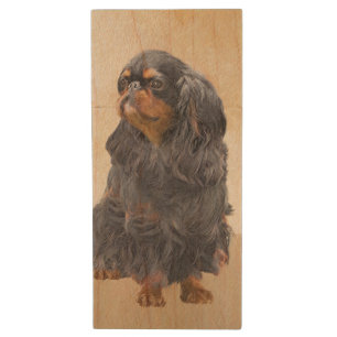 English Toy Spaniel Painting Original Animal Art Wood Flash Drive