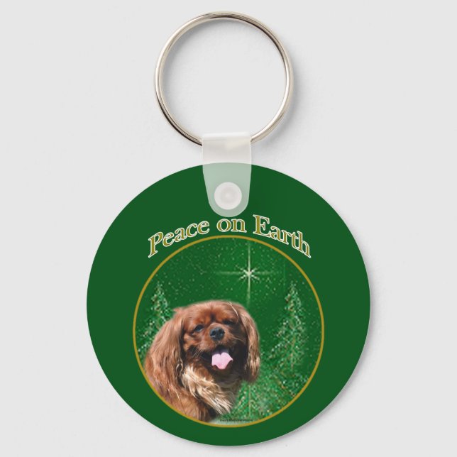 English Toy Spaniel Peace Keychain (Front)