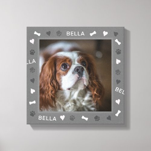 English Toy Spaniel Photo and Name Canvas Print