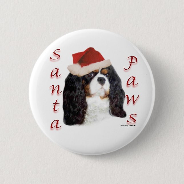 English Toy Spaniel (prince) Santa Paws Button (Front)