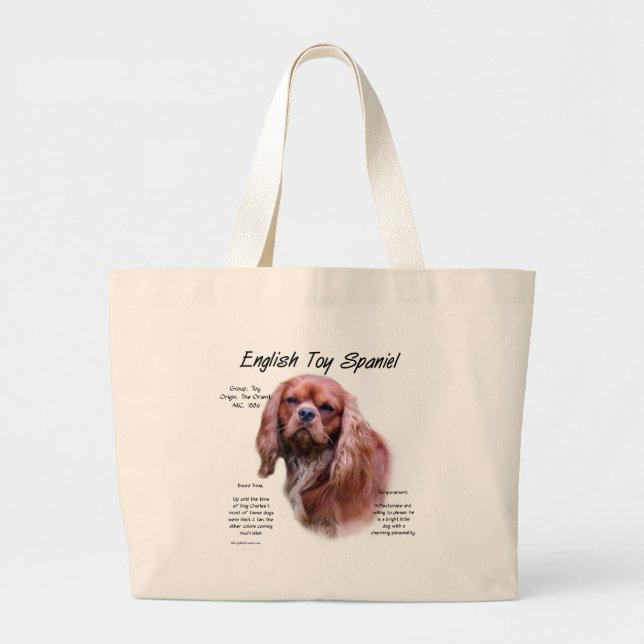 English Toy Spaniel (ruby) History Design Large Tote Bag (Front)